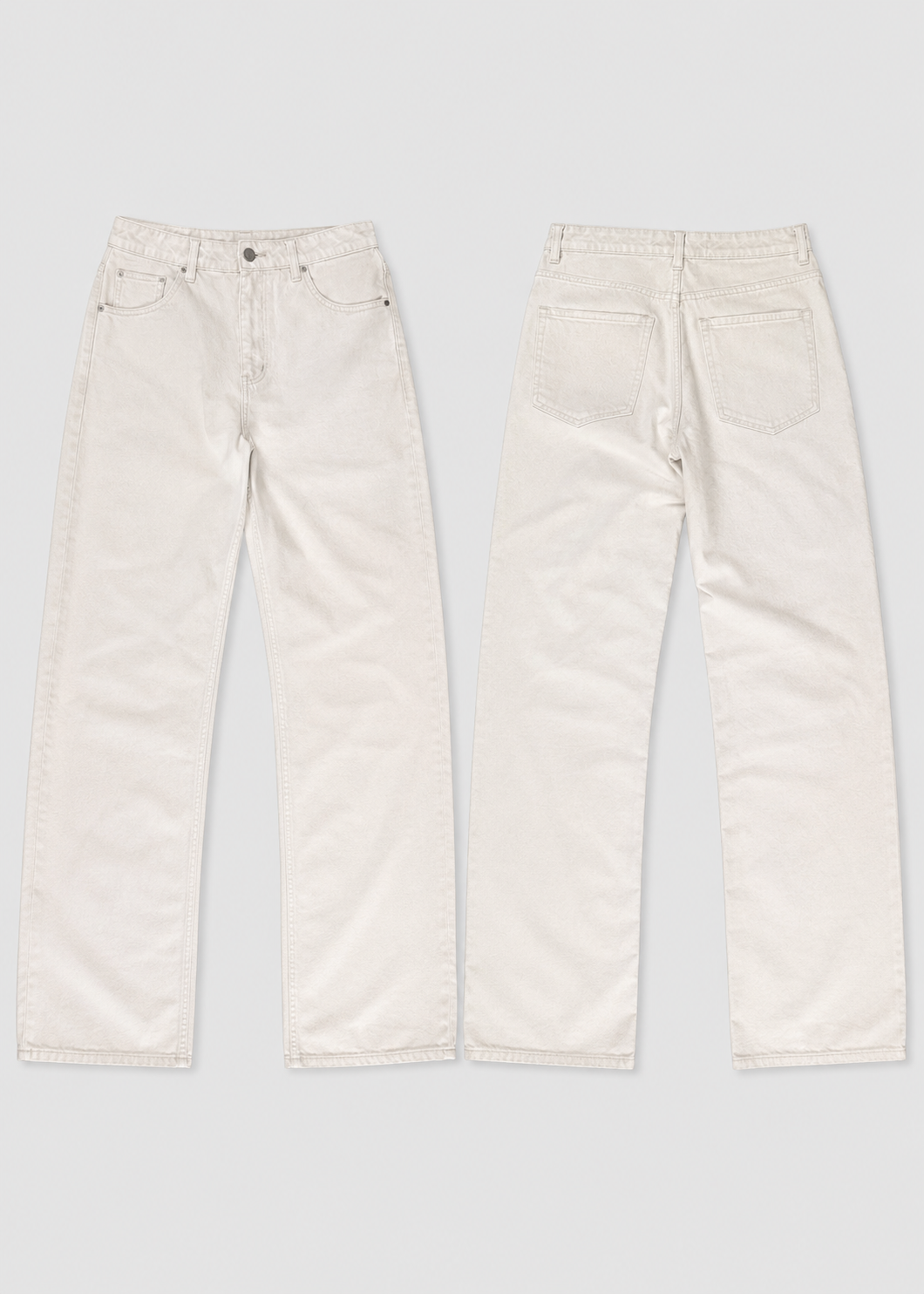 BERSHKA STRAIGHT WIDE WHITE JEANS