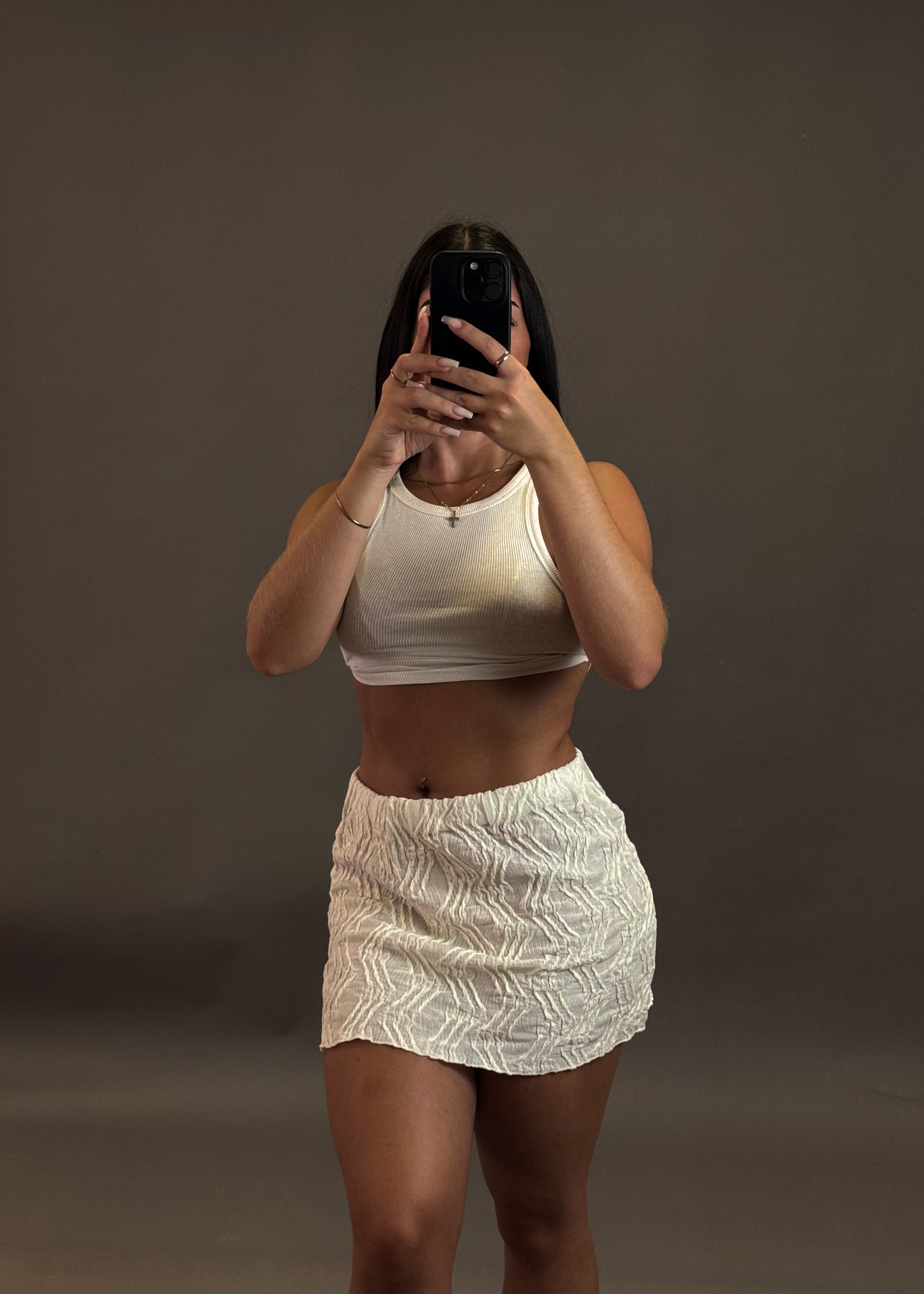 PULL&BEAR TEXTURED MINI SKIRT
