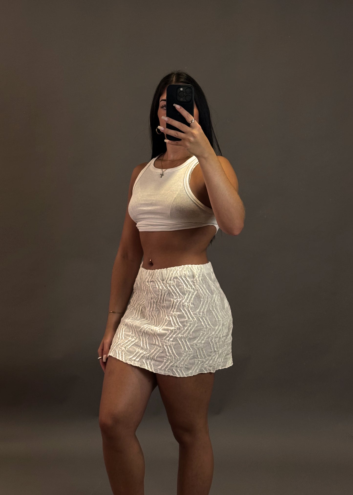 PULL&BEAR TEXTURED MINI SKIRT