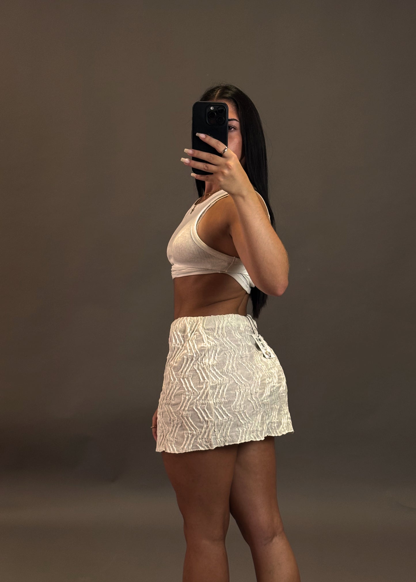PULL&BEAR TEXTURED MINI SKIRT