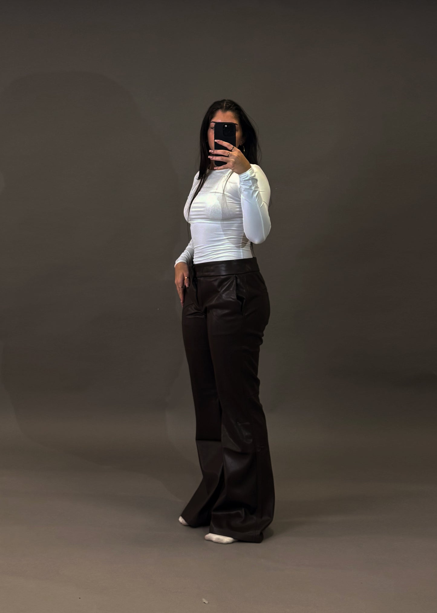 BERSHKA FAUX LEATHER TROUSERS