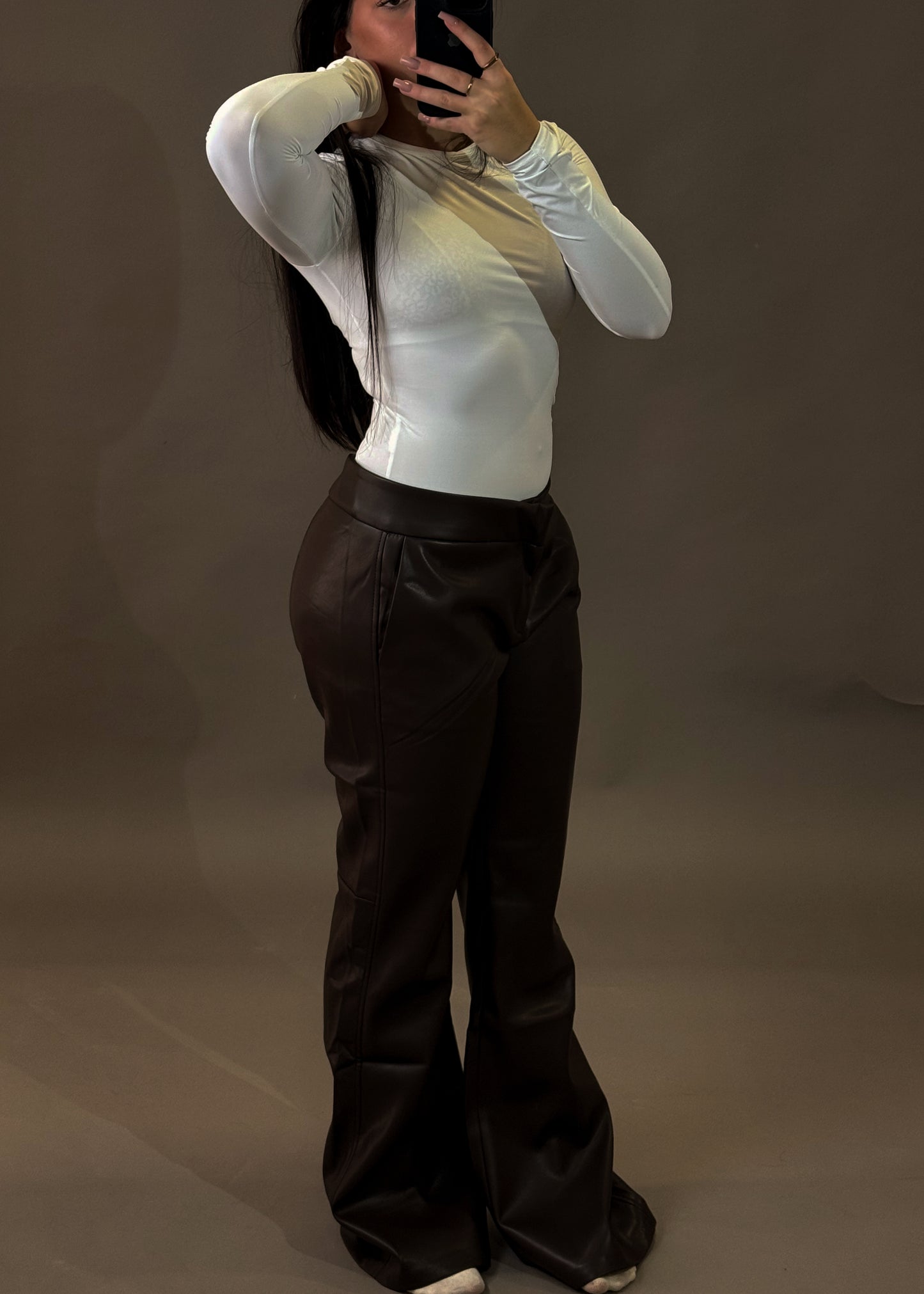 BERSHKA FAUX LEATHER TROUSERS