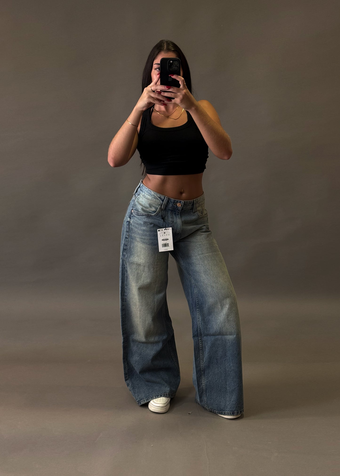 BERSHKA WIDE BAGGY PETITE JEANS