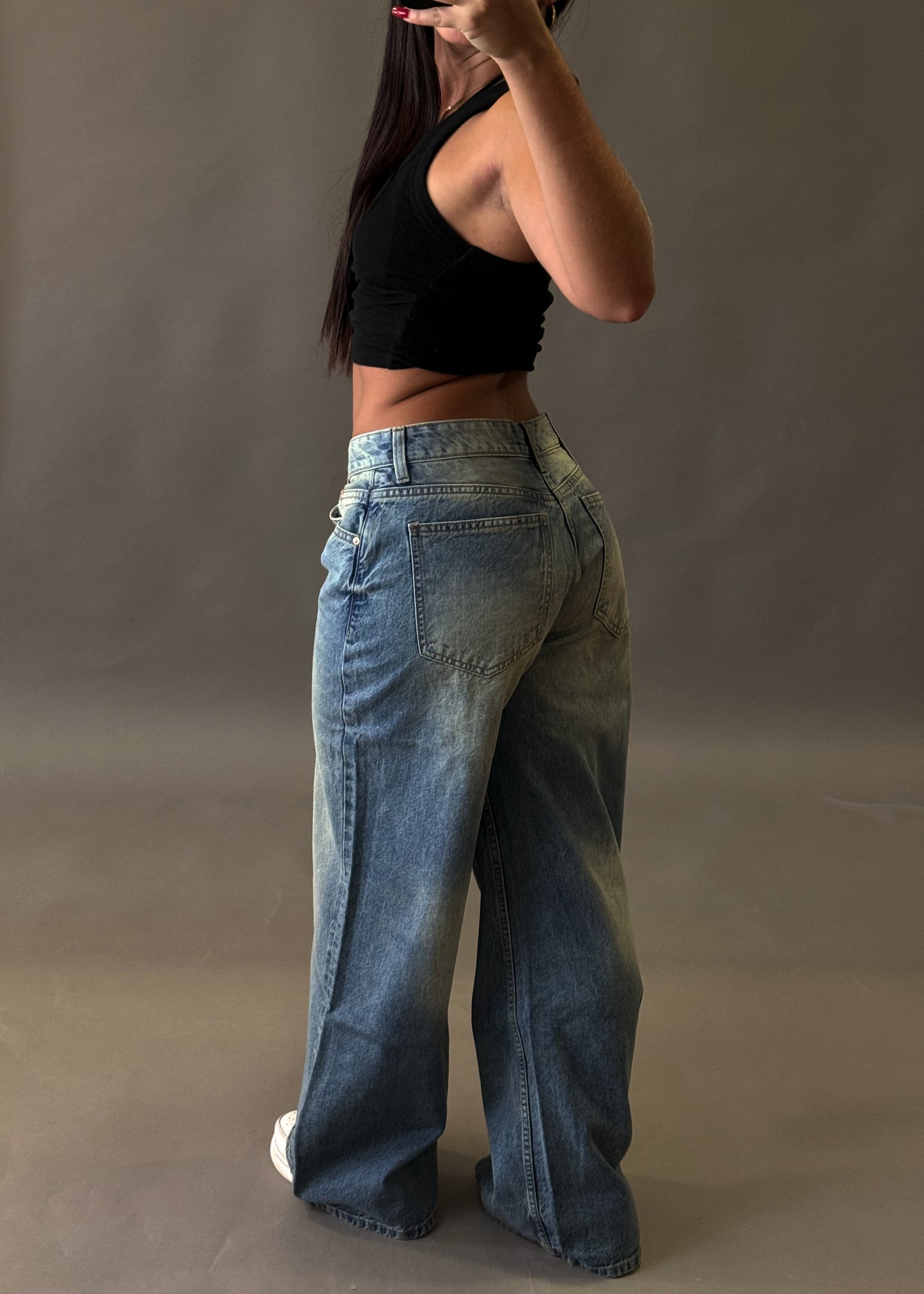 BERSHKA WIDE BAGGY PETITE JEANS
