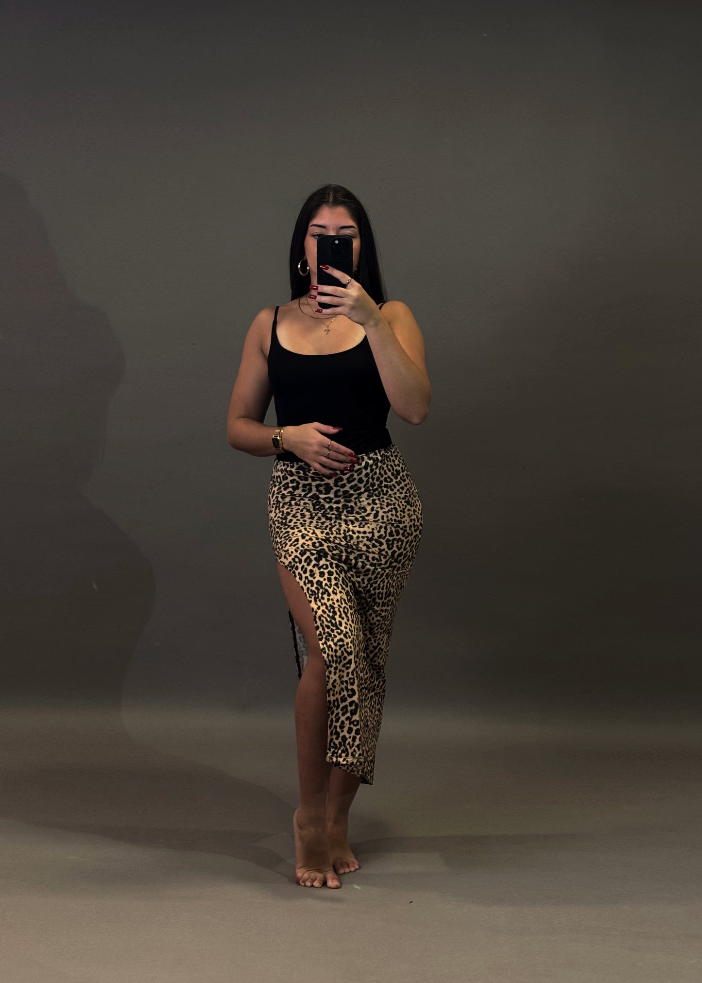 BERSHKA MAXI LEOPARD SKIRT