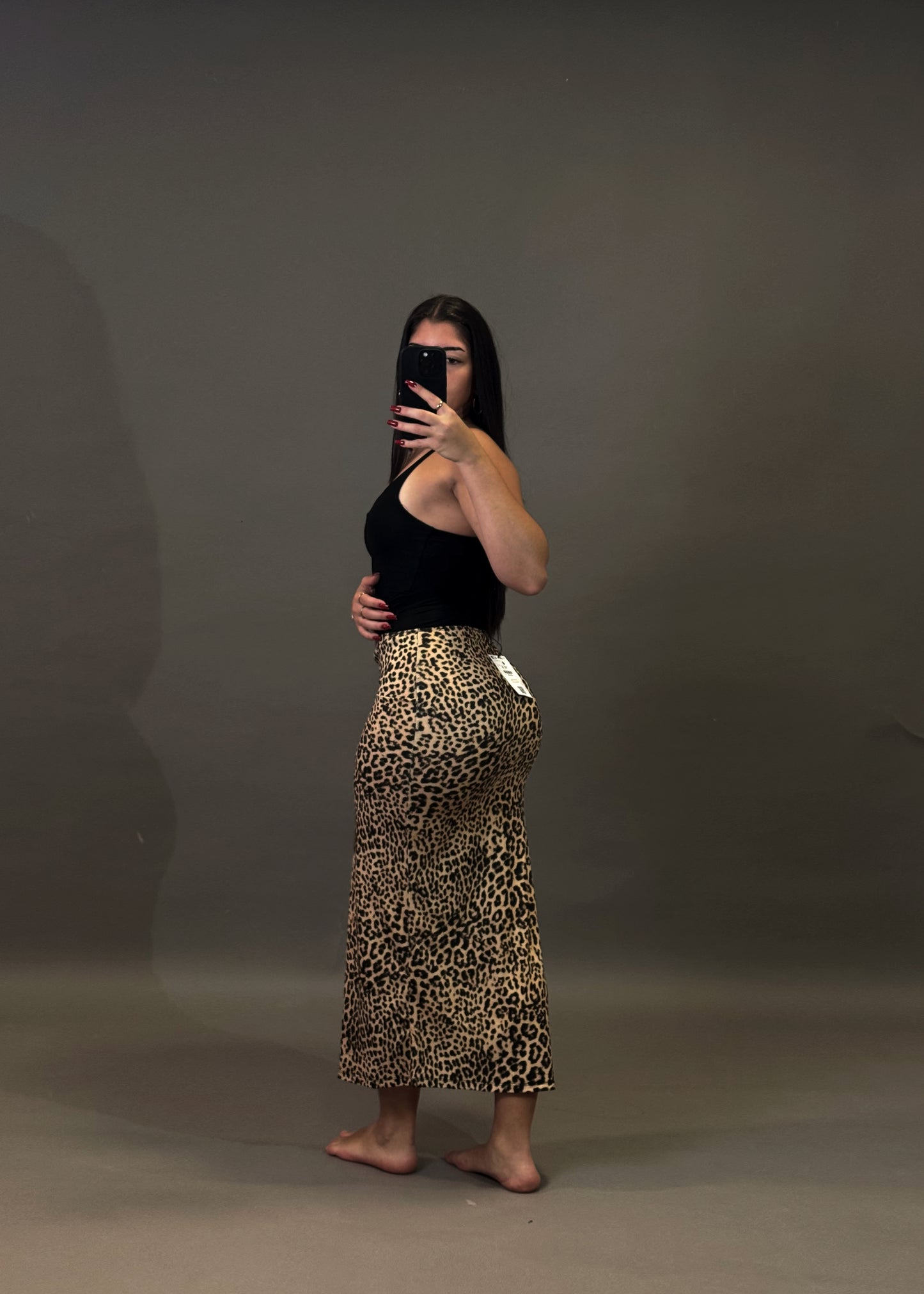 BERSHKA MAXI LEOPARD SKIRT