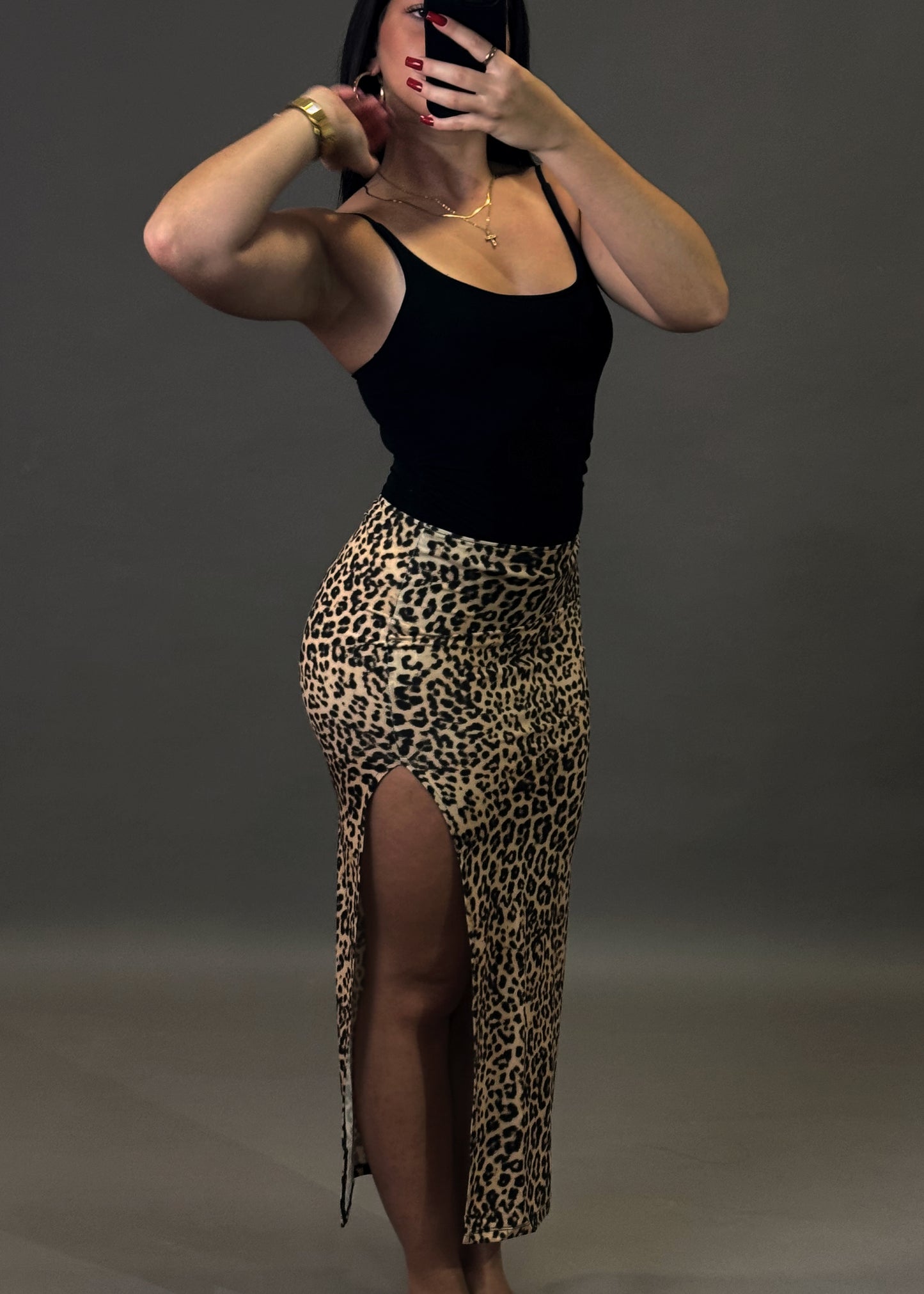 BERSHKA MAXI LEOPARD SKIRT