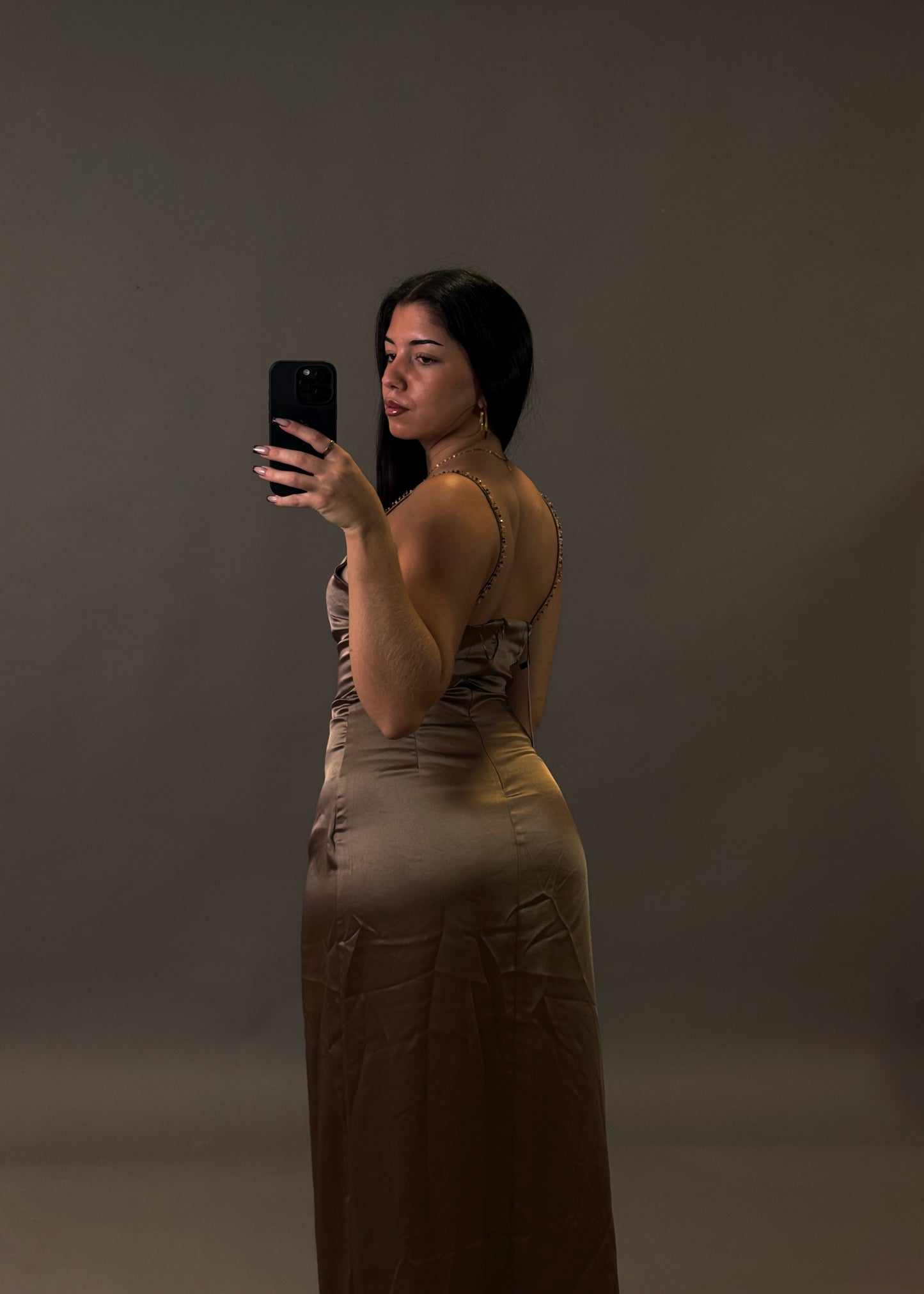 ZARA SATIN BRONZE DRESS