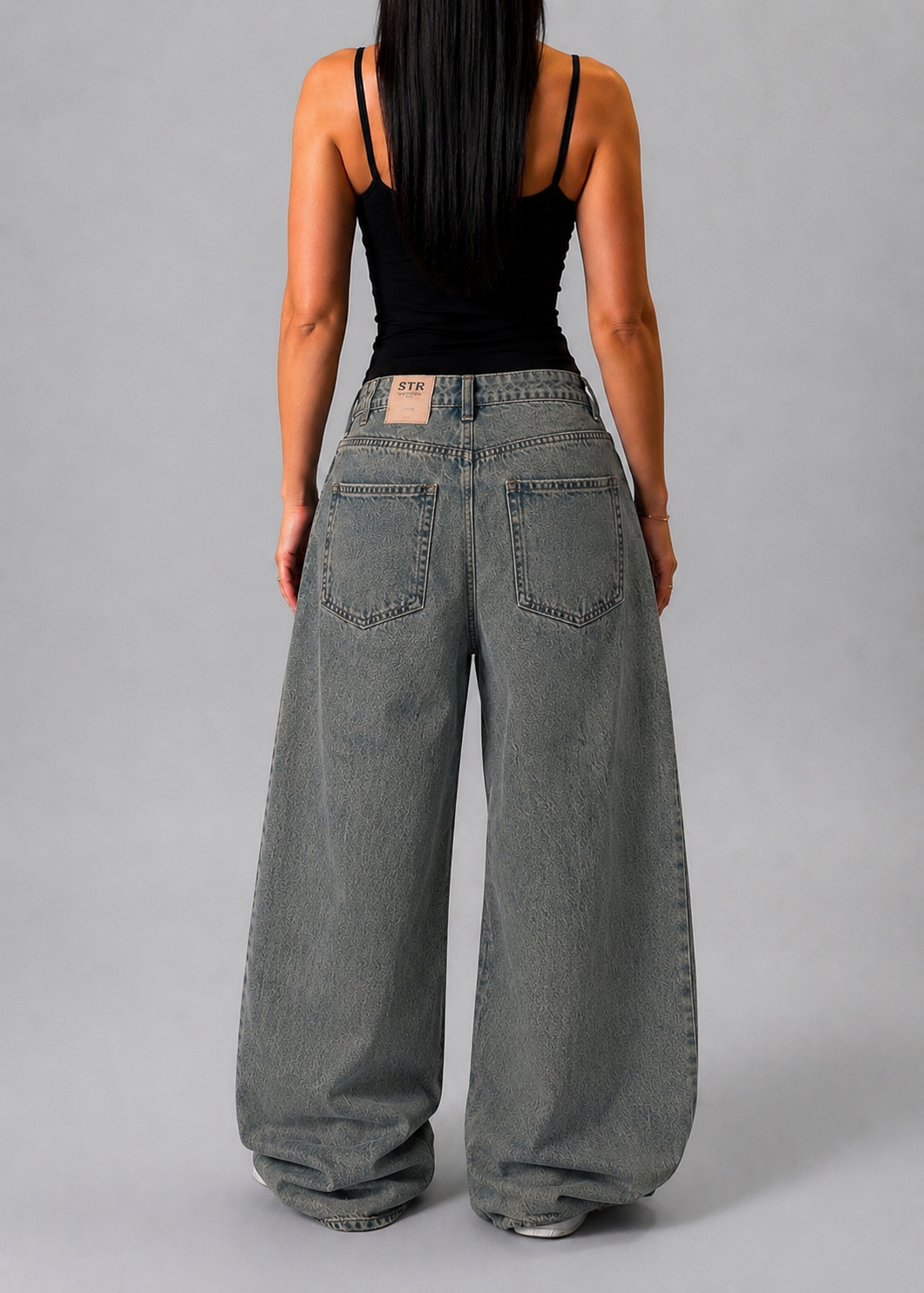 PULL&BEAR GREY WIDE LEG JEANS