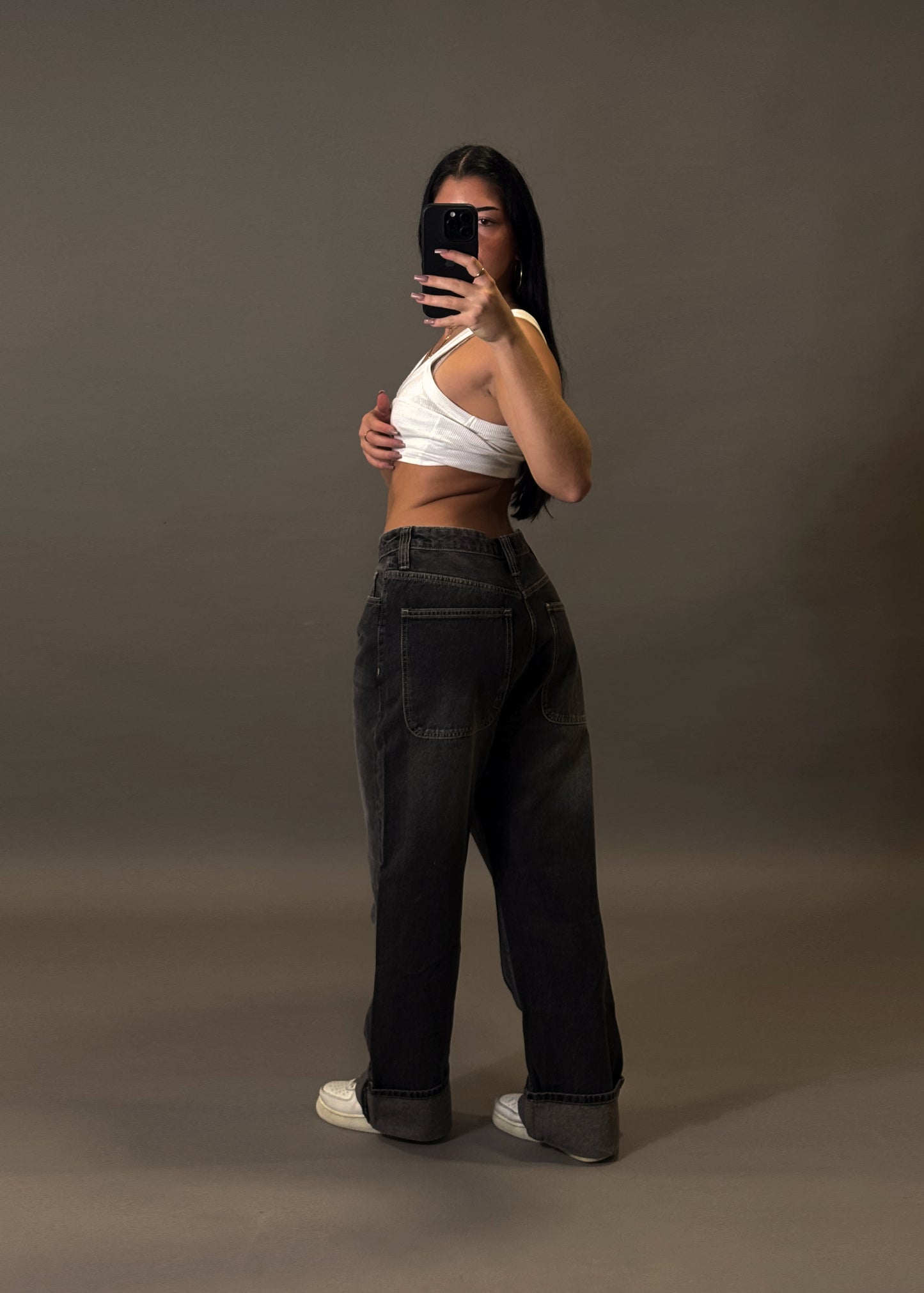 BERSHKA FOLDED BAGGY JEANS