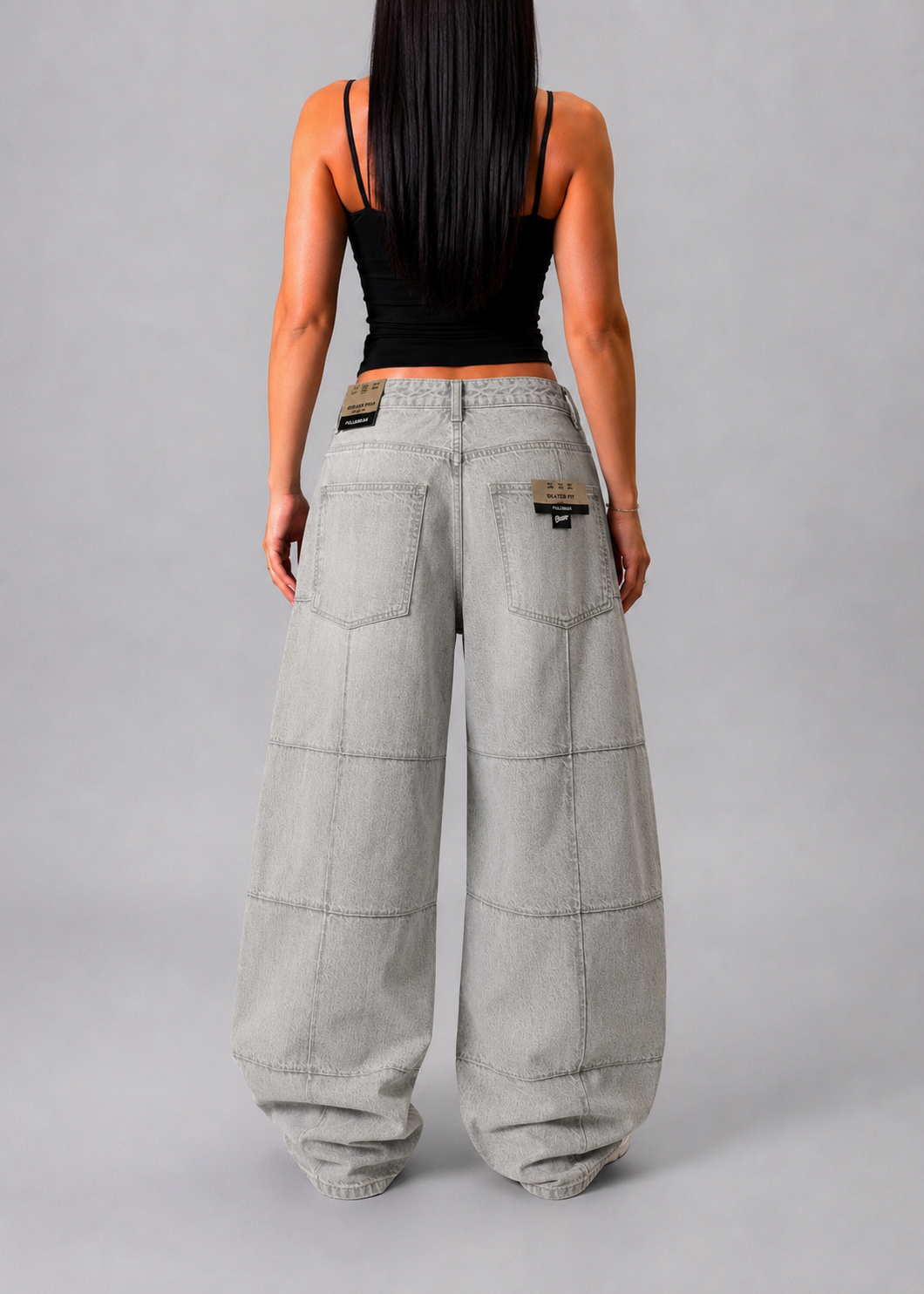 PULL&BEAR SKATER FIT BAGGY GREY JEANS