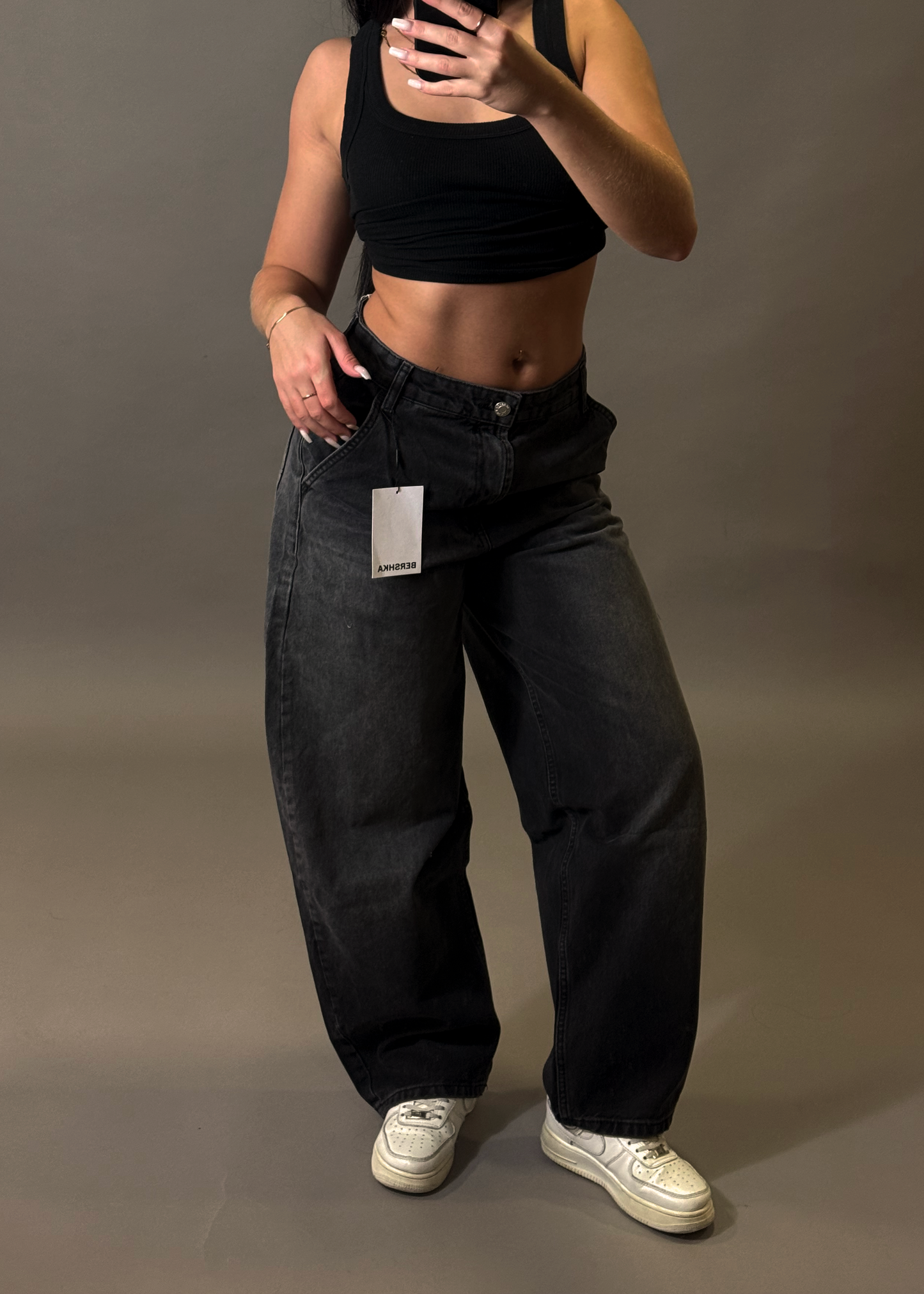 BERSHKA BLACK SKATER JEANS