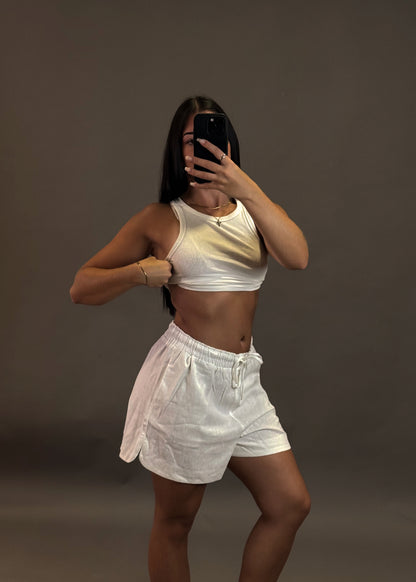 STRADIVARIUS LINEN WHITE SHORTS