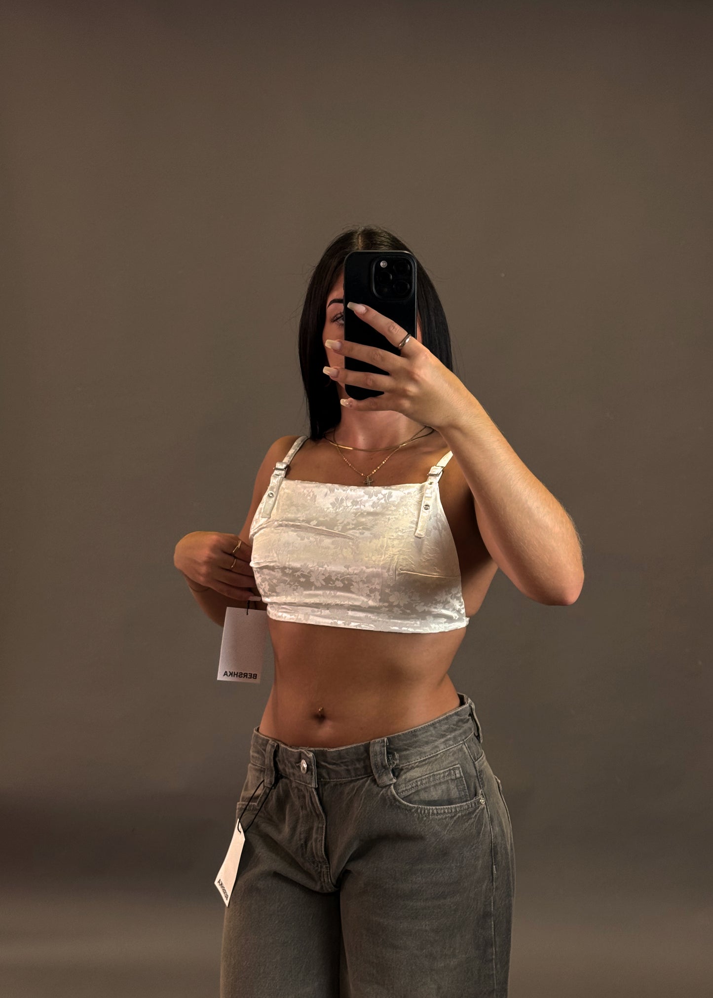 BERSHKA BUCKLE DETAIL TOP