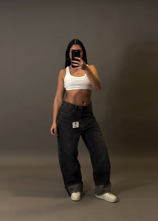 BERSHKA FOLDED BAGGY JEANS