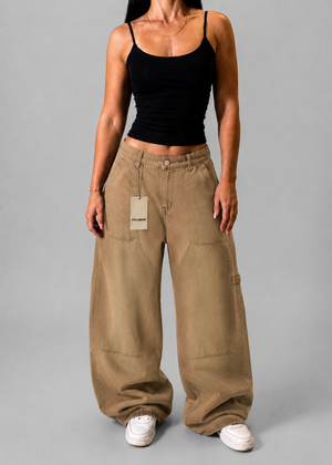 PULL&BEAR CAMEL CARPENTER JEANS