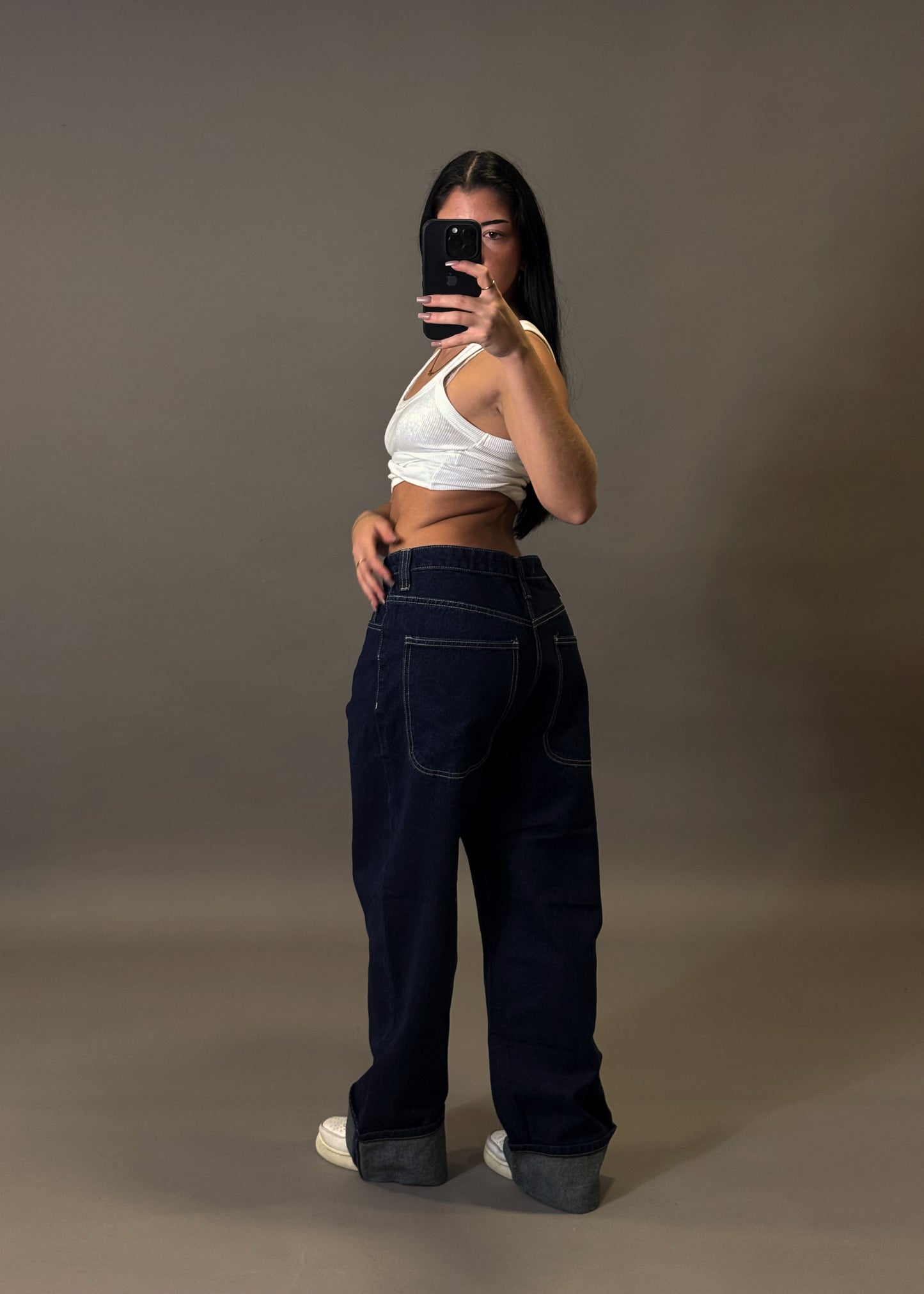 BERSHKA FOLDED BAGGY JEANS