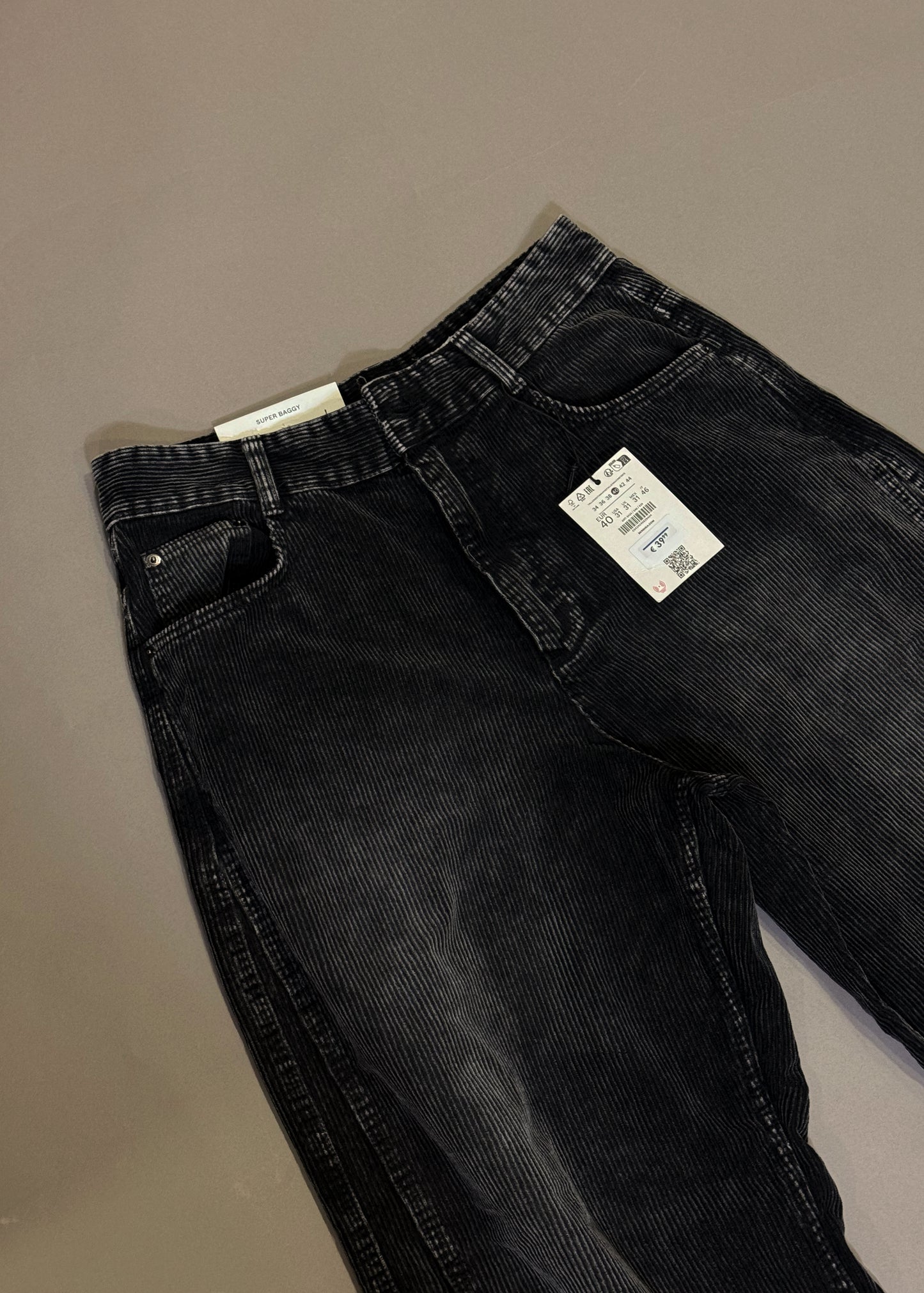 BERSHKA CORDUROY BAGGY TROUSERS