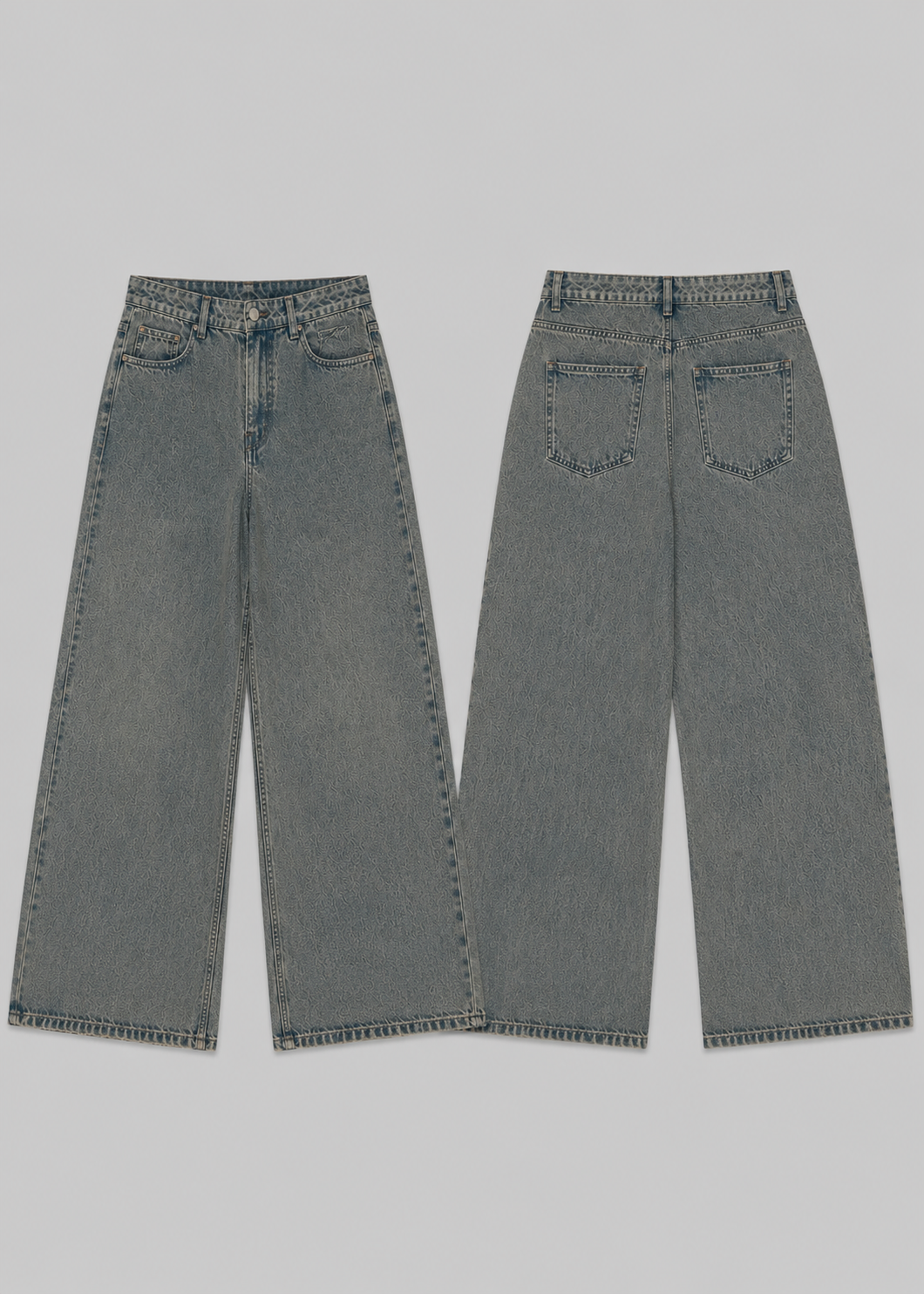 PULL&BEAR GREY WIDE LEG JEANS
