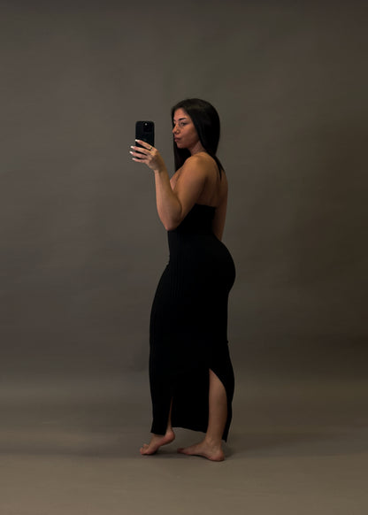 BERSHKA STRAPLESS KNITWEAR DRESS