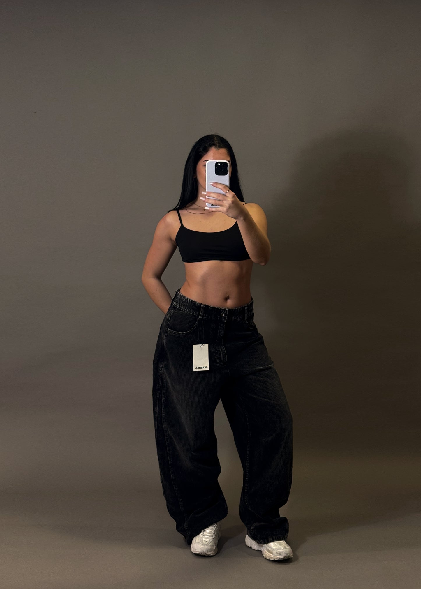 BERSHKA CORDUROY BAGGY TROUSERS