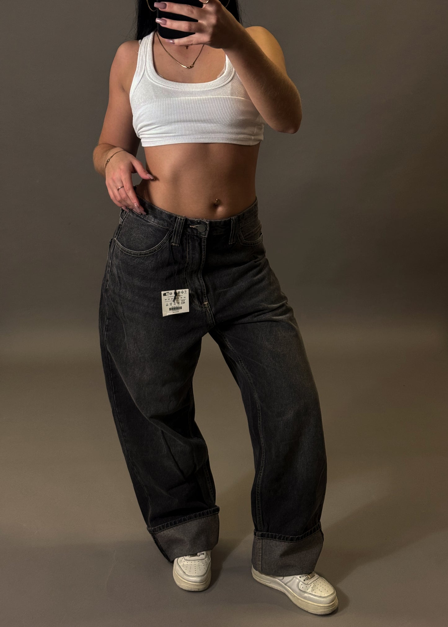 BERSHKA FOLDED BAGGY JEANS