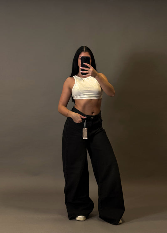MANGO BLACK WIDE LEG JEANS