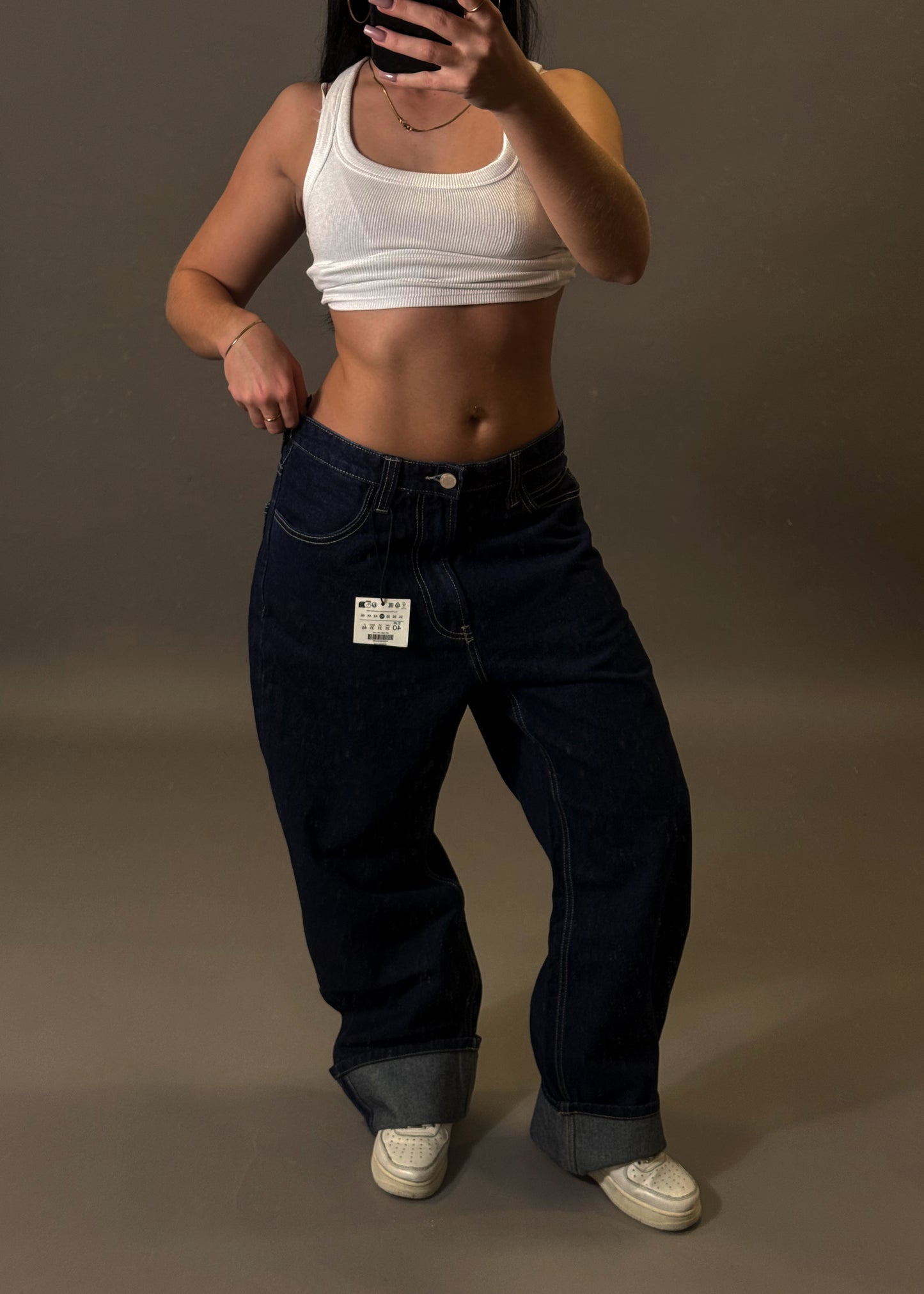 BERSHKA FOLDED BAGGY JEANS