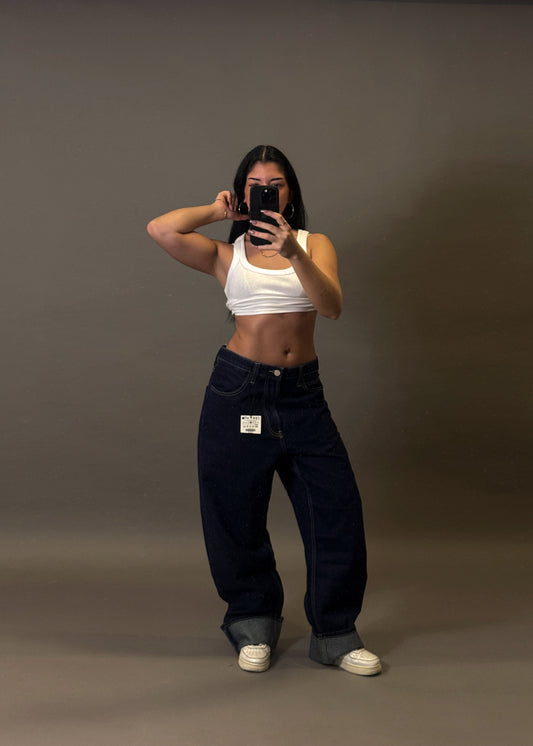 BERSHKA FOLDED BAGGY JEANS