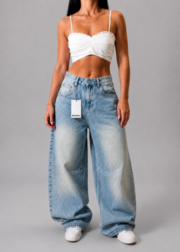 STRADIVARIUS LACE TRIM CROP TOP