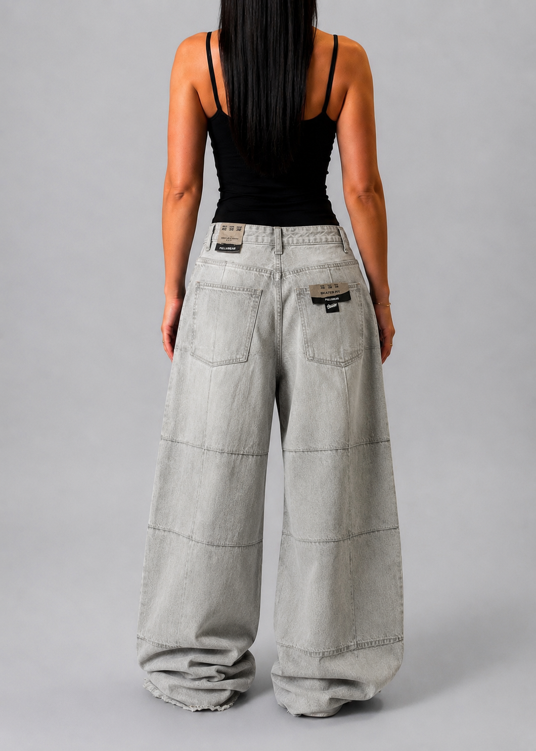 PULL&BEAR SKATER FIT BAGGY GREY JEANS
