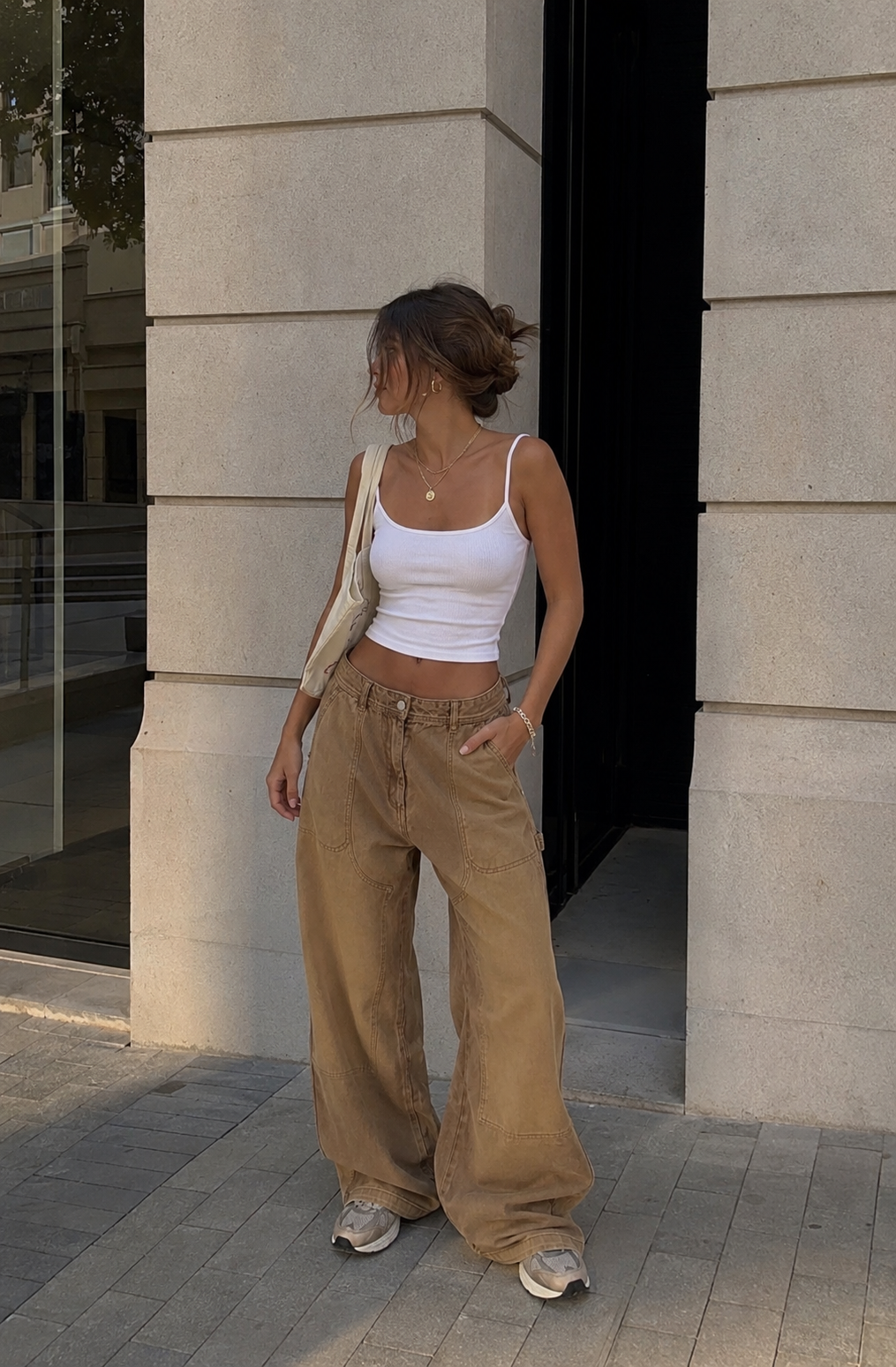 PULL&BEAR CAMEL CARPENTER JEANS