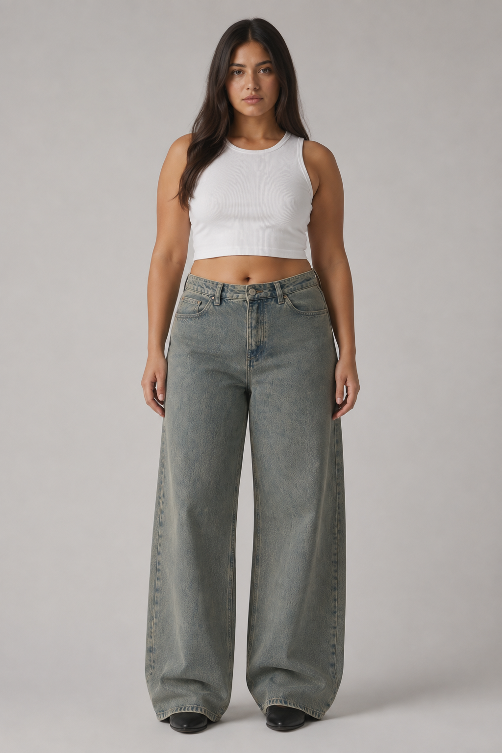 STRADIVARIUS GREY WIDE LEG JEANS