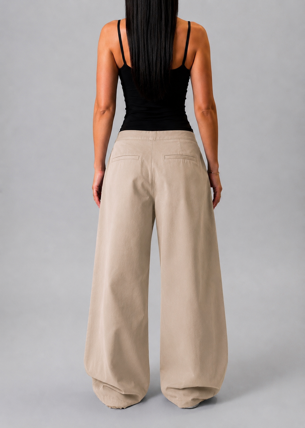 PULL&BEAR BEIGE WIDE LEG TROUSERS