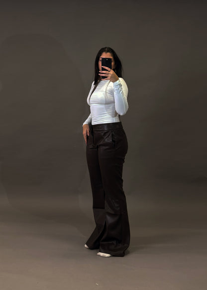 BERSHKA FAUX LEATHER TROUSERS