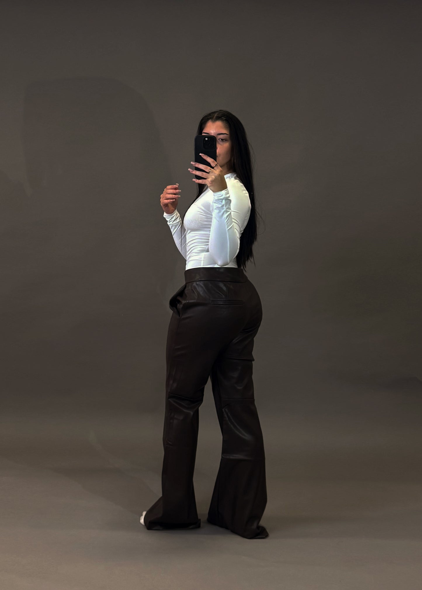 BERSHKA FAUX LEATHER TROUSERS