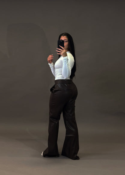 BERSHKA FAUX LEATHER TROUSERS
