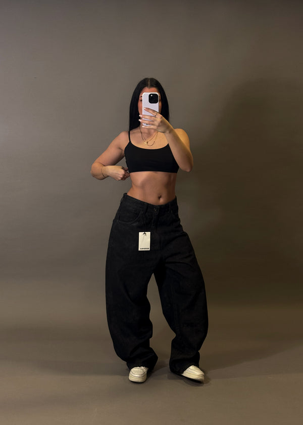 BERSHKA SUPER BAGGY DARK JEANS