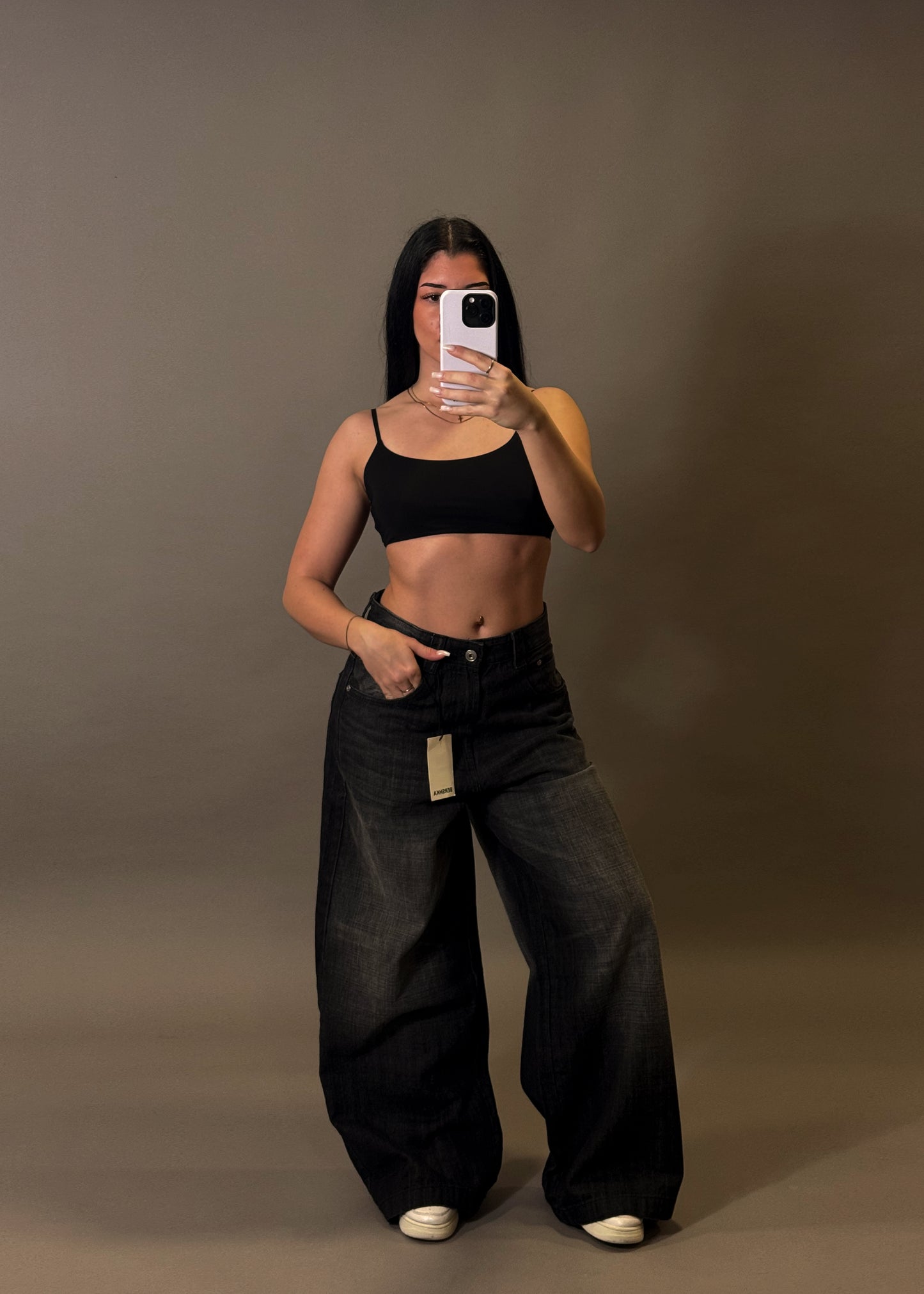 BERSHKA MEGA BAGGY GREY JEANS