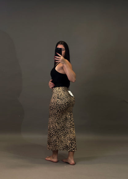 BERSHKA MAXI LEOPARD SKIRT