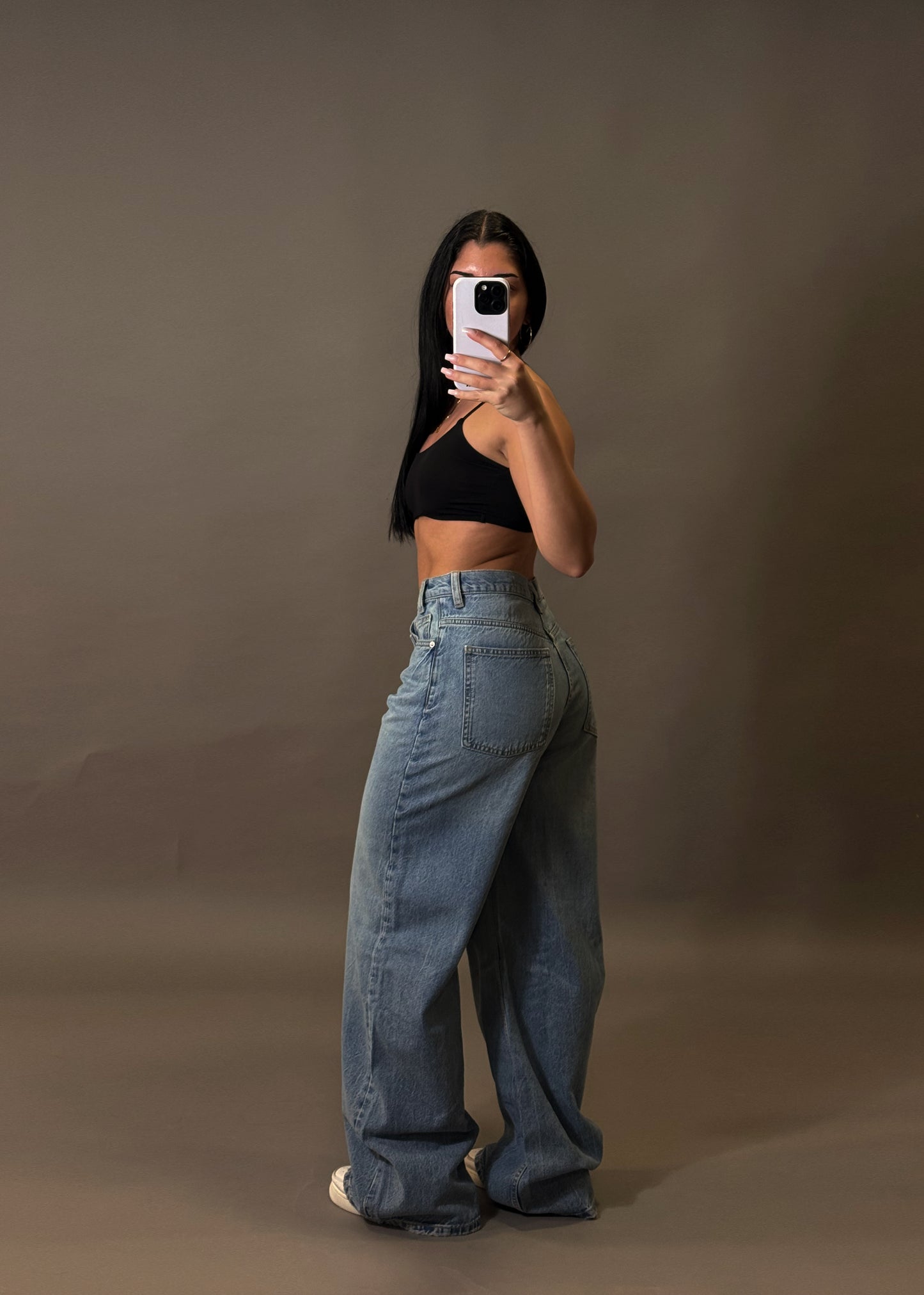 ZARA CROSSED WAIST WIDE LEG JEANS