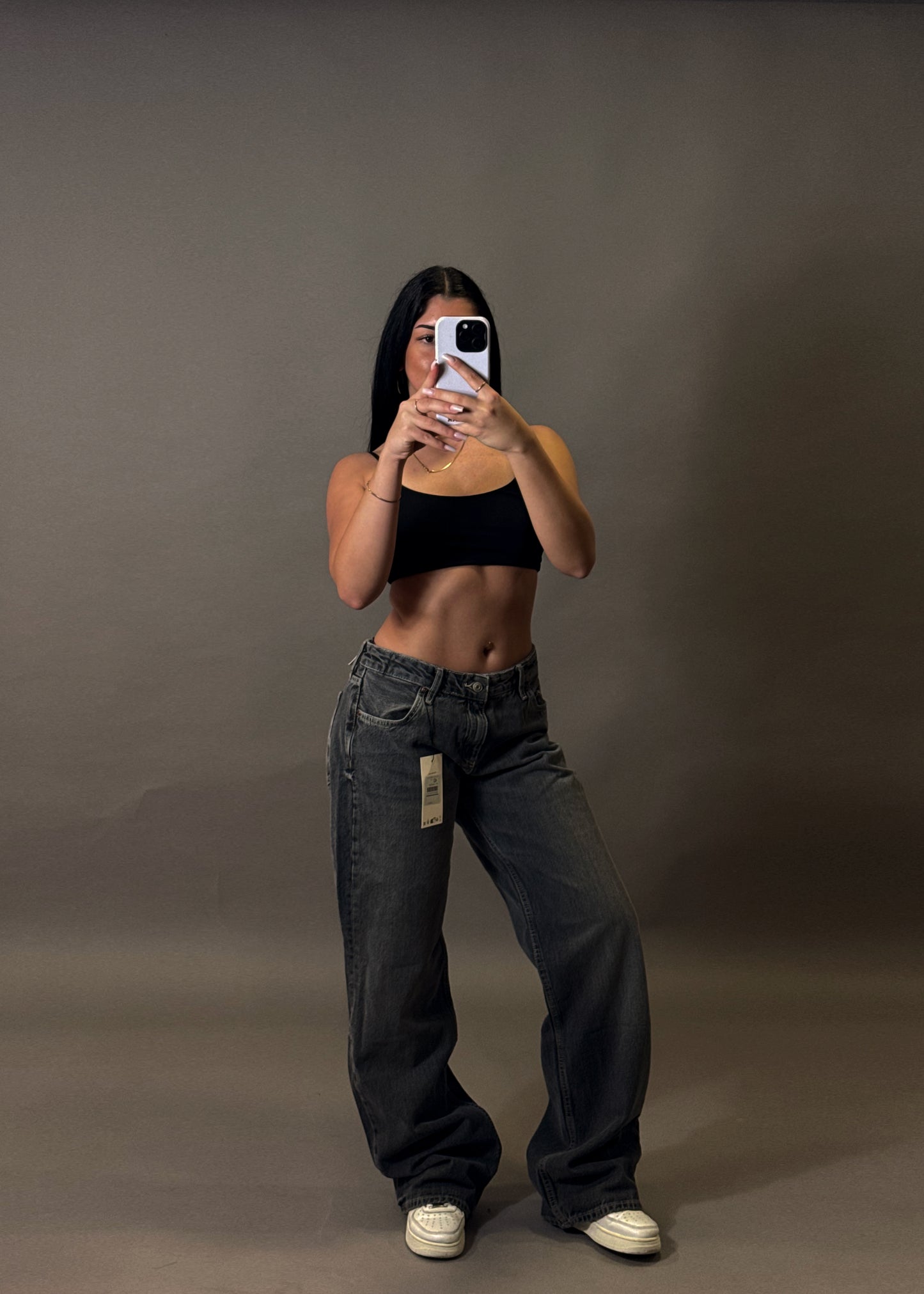 ZARA WIDE LEG GREY JEANS