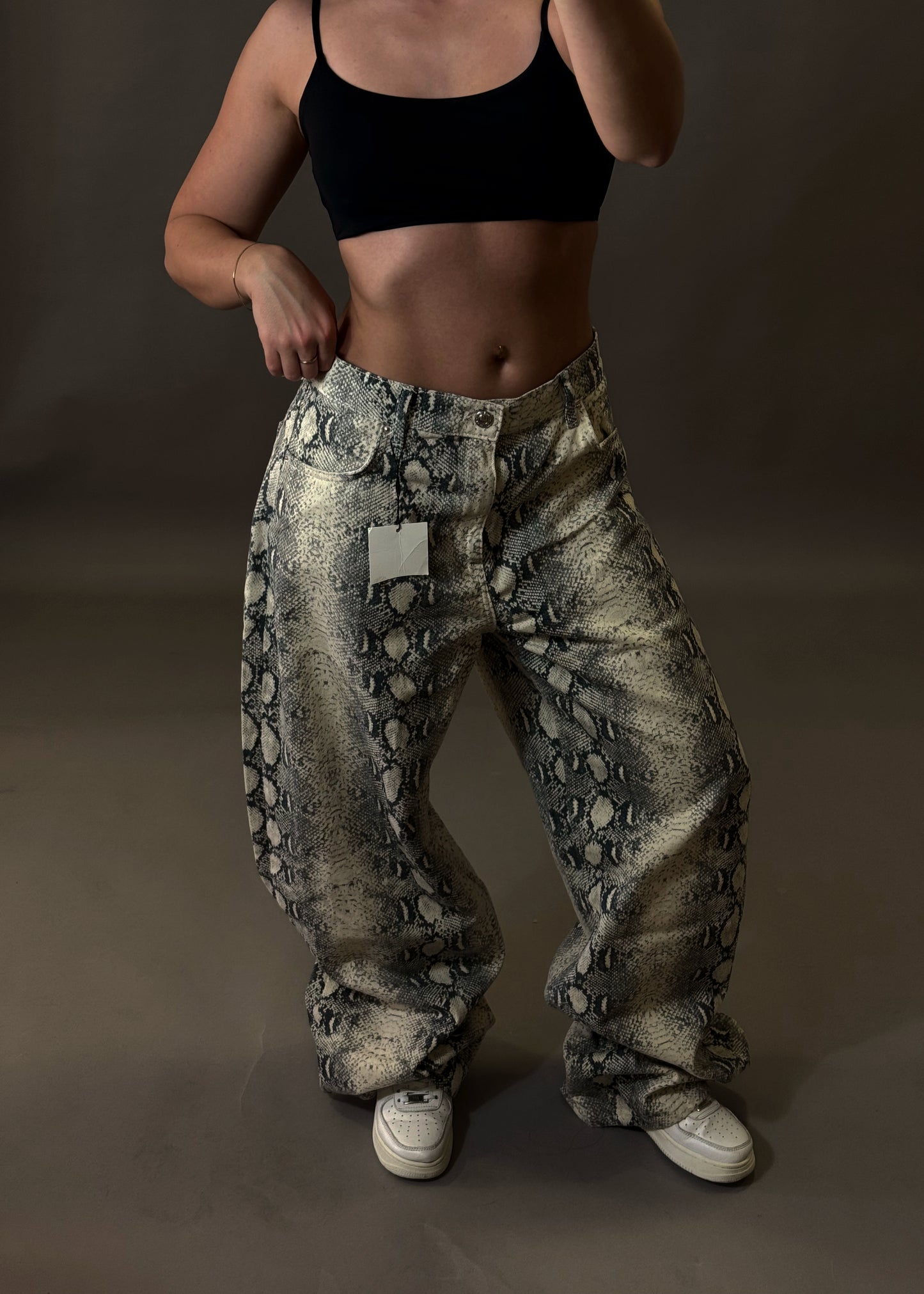 BERSHKA SNAKEPRINT BAGGY JEANS