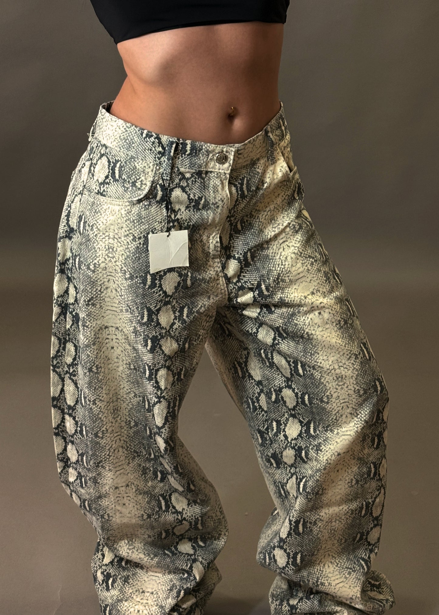 BERSHKA SNAKEPRINT BAGGY JEANS