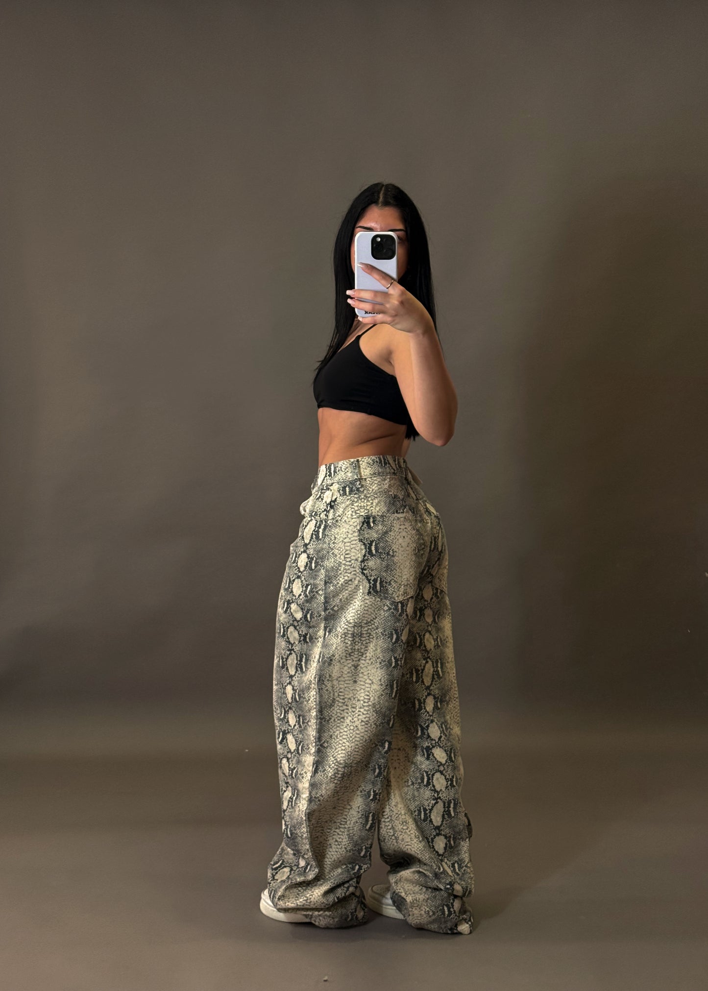 BERSHKA SNAKEPRINT BAGGY JEANS