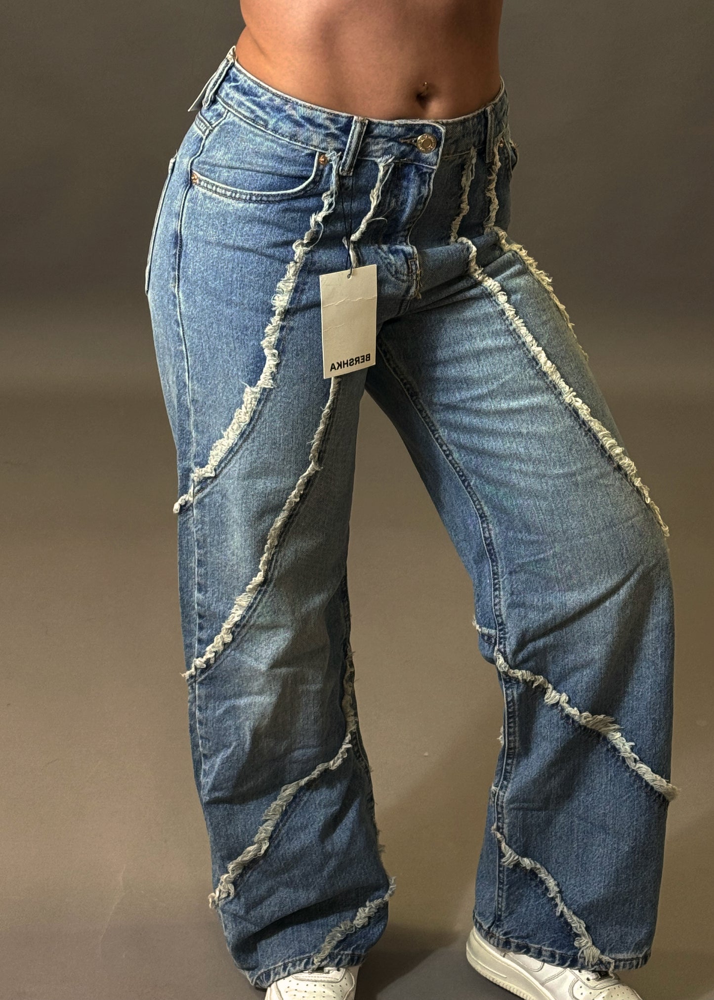 BERSHKA BAGGY TEXTURED JEANS