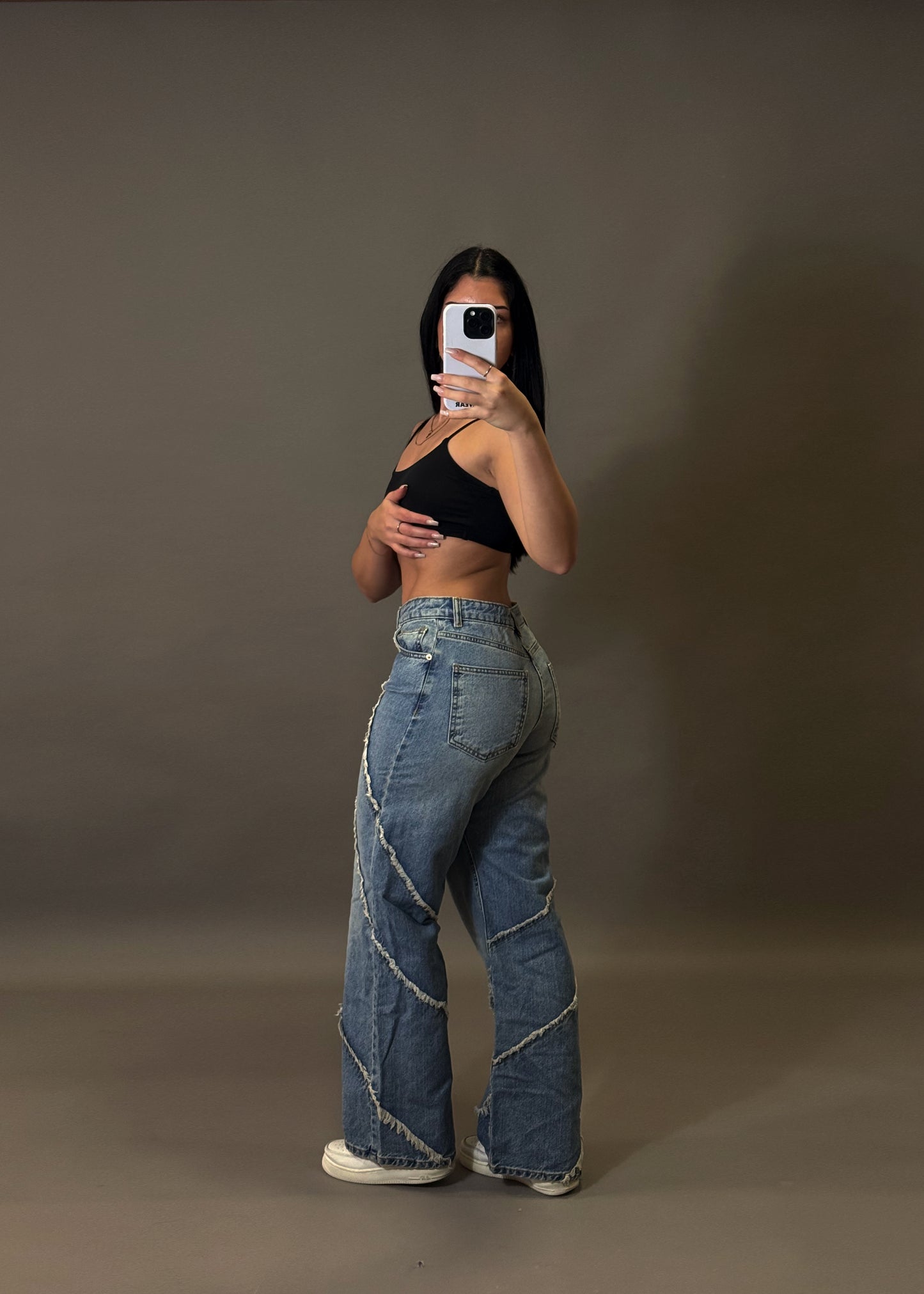BERSHKA BAGGY TEXTURED JEANS
