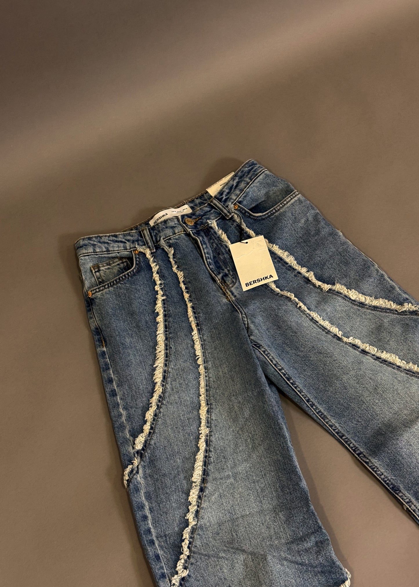 BERSHKA BAGGY TEXTURED JEANS