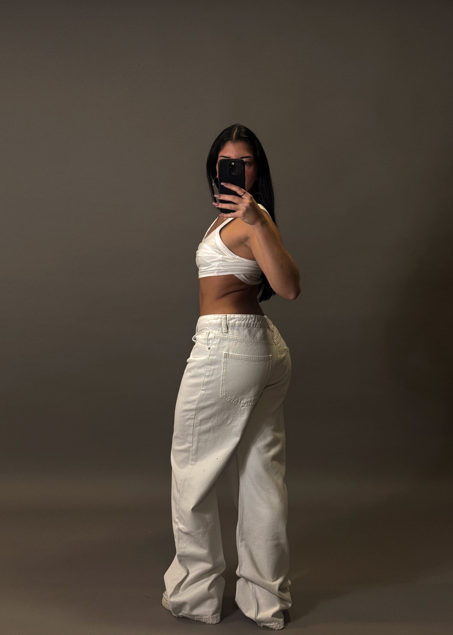 BERSHKA BAGGY WHITE JEANS