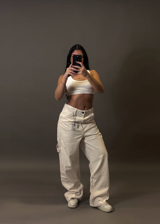 BERSHKA WHITE BAGGY JEANS